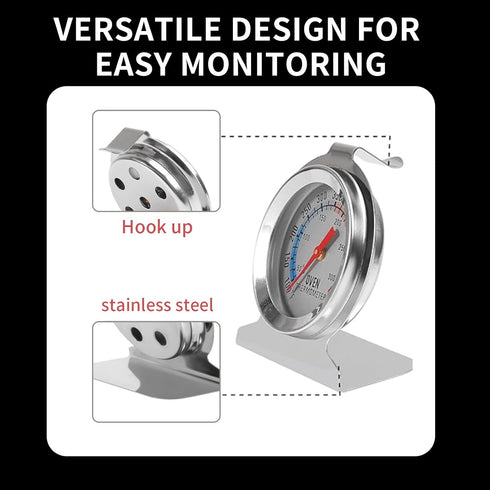 Hanging Oven Thermometer Large Dial Oven Thermometer 50-300°C/100-600°F Accurate Temperature Gauge for Gas Electric Oven Instant Read Numbers Stai...