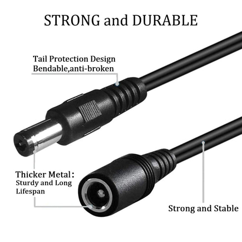 5Pcs Male to Female DC Extension Cable 3.3ft/1Meter, 5.5mm x 2.1mm Extension Cord DC Plugs Extension Cable 12V Led Extension Cables for CCTV Secur...