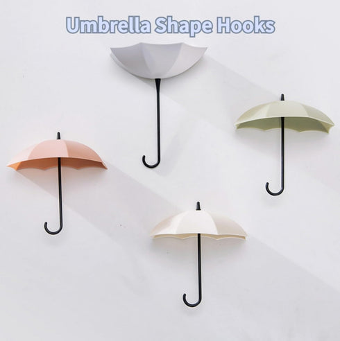Cute Umbrella Shape Adhesive Hooks, Coat Hooks, Wall Hooks, Waterproof and Oilproof, Sticky Hooks for Bathroom Shower Outdoor Kitchen Door Home Im...