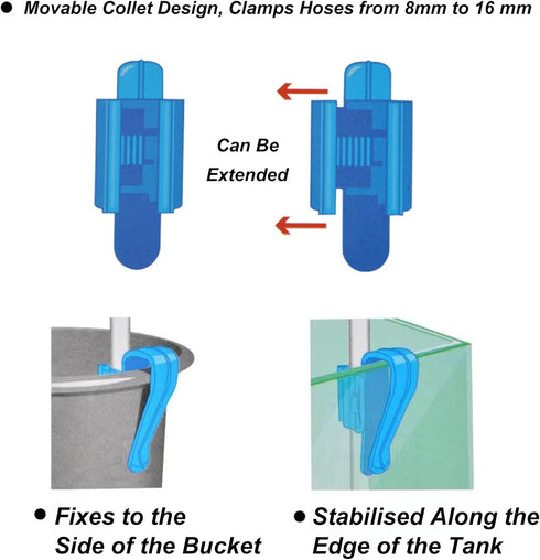 Tube Clip, 2Pcs Multifunction Plastic Adjustable Fish Mounting Clip, Water Pipe Tube Clamp Hose Holder for Fish or Bucket...