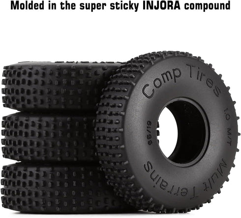INJORA 1.0 Tires-S4 Multi Terrain Pin Crawler Tires for TRX4M SCX24 AX24 FCX24 Upgrade Parts, 65 * 19mm,T2440...