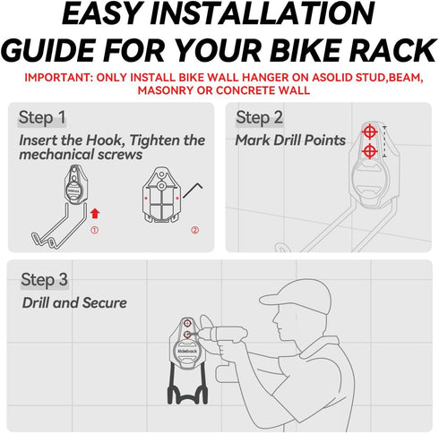 Bike Wall Garage Wall Bike Hooks, Bike Rack with 60 lb Capacity, Garage Hooks for Mountain Bike, Road Bike & Kids Bike...