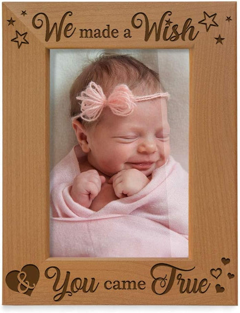 KATE POSH - We Made a Wish & You Came True Engraved Natural Wood Picture Frame, New Baby Gifts, New Mom, New Dad, Adoption Gifts (5x7 Vertical)...