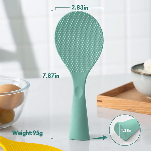 FireKylin Rice Paddle, Silicone Standing Rice Spatula with Non Stick Rice Spoon Paddle Heat Resistant Rice Cooker Spoon, Serving Spoon for Rice(Aq...