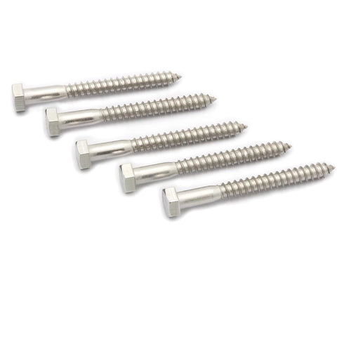 10pcs Hex Head Lag Screws, 5/16" x 3" Hexagon Head Wood Screws (Partially Threaded), 304 Stainless Steel Lag Bolts, Silvery...