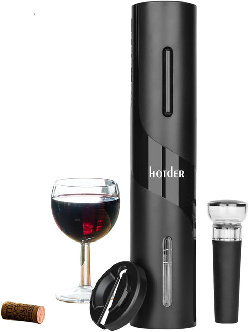 Hotder Electric Wine Opener,Battery Operated Wine Bottle Opener with Corkscrew,Foil Cutter,Wine Stopper,Ideal Gift for Wine Lovers,Home Party Wedd...