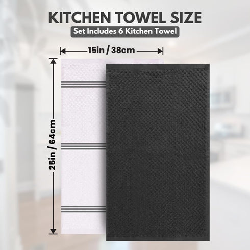 Infinitee Xclusives 100% Cotton Kitchen Towels - 15x25 Inch Ultra Soft Tea Towel, Super Absorbent Terry Dish Towels for Kitchen Linens |Grey|...