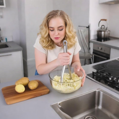 FLYINGSEA Potato Masher, Professional 18-8 Stainless Steel Potato Masher. Vegetable Masher,Cooking And Kitchen Tools....