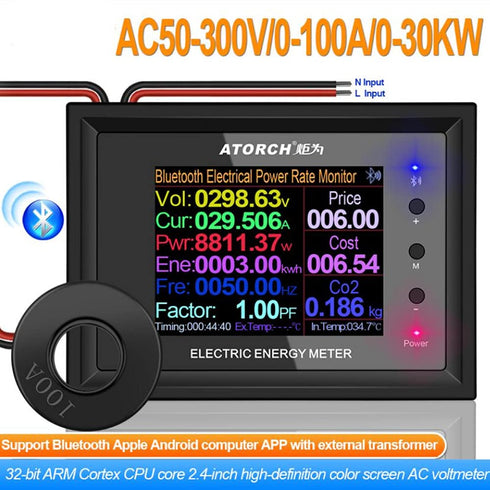 AT24C 100A 2.4 inch Digital Multimeter Voltmeter Meters Indicator AC Voltmeter and Auto-Fast Accurately Measures Power Energy Ammeter Current Amps...
