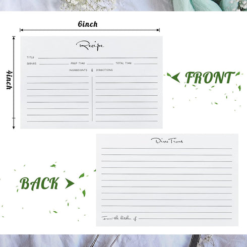Outus 50 Pieces Bridal Recipe Cards Double Sided Kitchen Recipe Cards Sage Simple Wildflower Recipe Cards Notecards for Wedding, Bridal Shower, Fa...