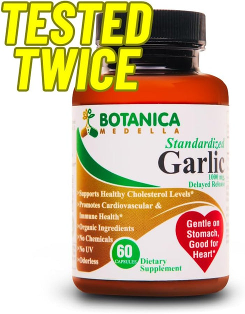 12400 mcg Allicin - TESTED by 3rd party - Odorless - Organic Ingredients - Delayed Release - 30 to 60 days supply...