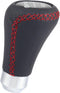 Gear Shift Knob, Red Gear Knob Universal Car Gear Knob Shifter PU 6 Speed Gear Shift Knob Shifter Stick Head with 3 Hoses Spade Shift Knob Manual ...
