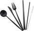 Gugrida Luxury Black Matte Portable 18/10 Stainless Steel Travel Flatware Sets of 7 Portable Camping Cutlery Set, Healthy & Eco-Friendly Flatware ...
