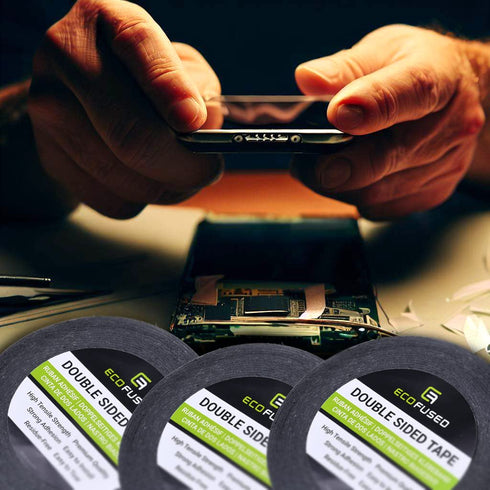 Eco-Fused 2mm Double-Sided Adhesive Sticker Tape - for Smartphone, Tablet, PC, Laptops, LCD, Digitizer, Small Electronic Repair - Includes 1x Pair...