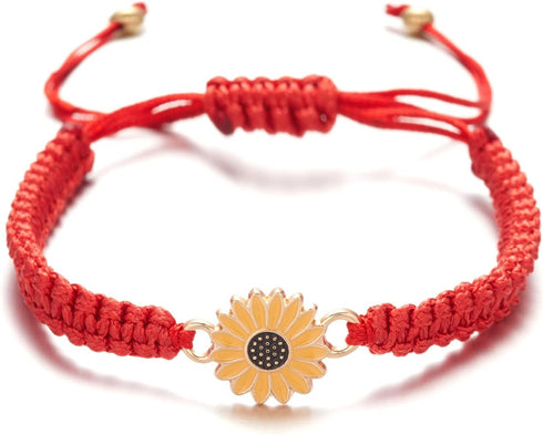 Fuqimanman2020 4 Pcs Summer Surfer Wave Sunflower Bracelets Set Anklet Adjustable Strand Braided String Rope Boho Waterproof Handmade Beach Jewelr...