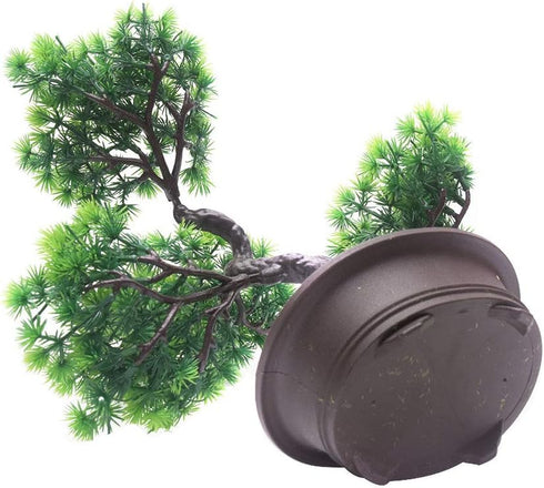 KOET Artificial Bonsai Pine Tree, 11Inch Faux Potted Plant Desk Display Fake Tree Pot Ornaments, Japanese Cedar Bonsai Plant for Home, Office Deco...
