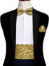Barry.Wang Men Silk Paisley Cummerbund and Pre-tied Bowtie Handkerchief Cufflink Set for Tuxedo...