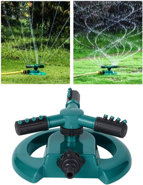 Lawn Sprinkler, Three Arms 360 Degrees Rotating Adjustable Garden Water Sprinkler Lawn Watering Irrigation Tool(Green)...