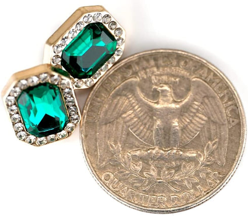 Emerald Cut Green Rhinestone Sewing Shank Buttons 20 Pcs - 12X10mm, 1/2"...
