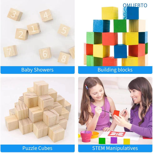 50Pcs Wooden Cubes 1inch Natural Wooden Blocks Unfinished Wood Blocks for Wood Crafts Blank Wood Square Blocks for Crafts and DIY Projects Puzzle ...