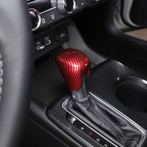 ABS Carbon Fiber Texture Car Center Control Gear Shift Knob Head Trim Cover,Gear Shift Knob Cover for Honda Civic 2022 (Red-Carbon Fber Texture)...