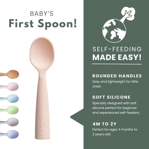 Miniware Silicone Baby Spoon for Training - BPA Free Baby Utensils - Baby Spoons Self Feeding 6 Months | 100% Food Grade Silicone - Modern & Dishw...