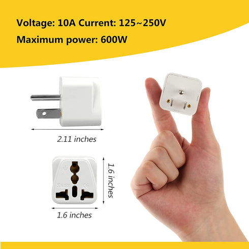 4 Pack Universal Adapter, Europe to US Plug Travel Adapters (White)...
