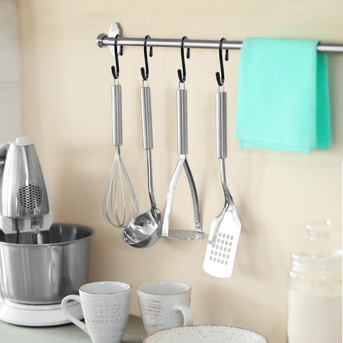 5 Inch Large S Hooks,10 Pack Heavy Duty S Hooks for Hanging,Closet S Hooks with Vinyl Coated,Non Slip Steel Metal Black Rubber S Hooks for Hanging...