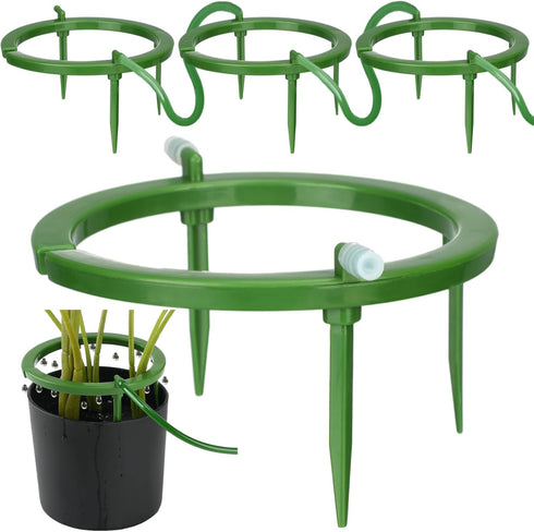 4 Set Hydro Halo Water Ring 5" W 3 Leg Support Drip Emitter Drip Ring with Built in 1/8 in Barbed Inlet Fitting 3 Removable Stakes for Grow Media ...