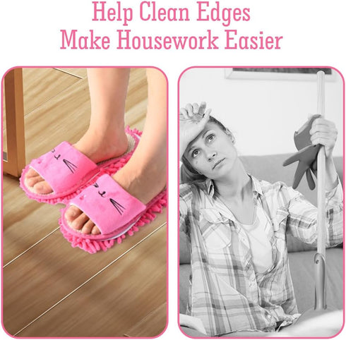 2 Pairs Microfiber Slipper Mop Slippers for Floor Cleaning? Reusable Floor Dust Tool for for Women Men House Kitchen Bathroom Office...