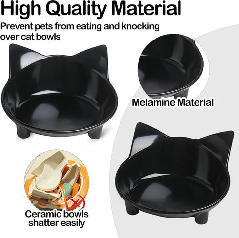 Cat Food Bowl, Non-Slip, Safe Melamine Material, Anti-Skid Base, Shallow Design, Dishwasher-Safe, 14.5cm Diameter...