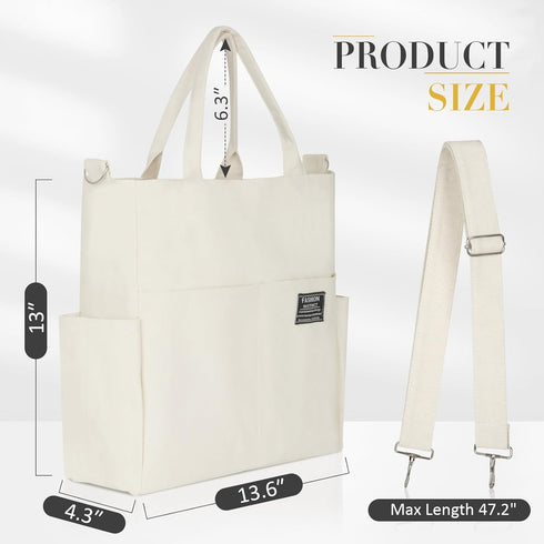 Women's Canvas Tote Bag Fashion Crossbody Handbag Large Capacity Travel Satchel...