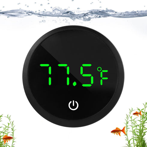 Fish Tank Thermometer, Rechargeable Aquarium Thermometer LED Digital Touch Screen Wireless Stick on Temperature Thermometer with Touch Screen, Lar...