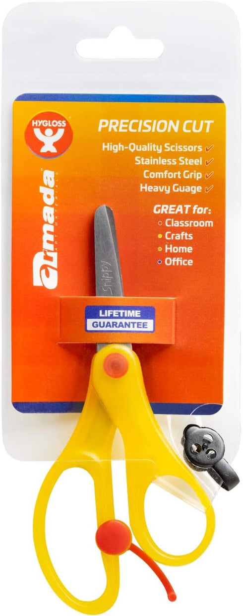 Hygloss-Armada Art Snippy Spring-Action Scissors - Spring Back Open as You Cut - Stainless Steel, Blunt Tip Blades - Easy Cutting for Children - K...