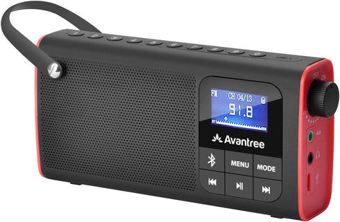 Avantree SP850 Rechargeable Portable FM Radio with Bluetooth Speaker and SD Card MP3 Player 3-in-1, Auto Scan Save, LED Display, Small Handheld Po...