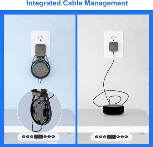 suptek Wall Mount Holder for Echo Dot 3rd Gen, Outlet Wall Mount Stand for Alexa, with Built-in Cable Management, Wall Screw or Stick-on Option, S...