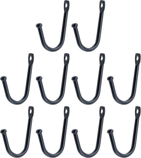 Antrader Early American Single Iron Hooks, Decorative Colonial Wall Door Key Coat Bag Hanger Hook, 1.4" x 1" Black, Pack of 10...