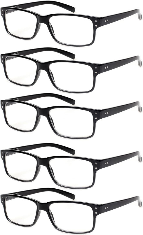 NORPERWIS Reading Glasses 5 Pairs Quality Readers Spring Hinge Glasses for Reading for Men and Women (5 Pack Black, 2.50)......