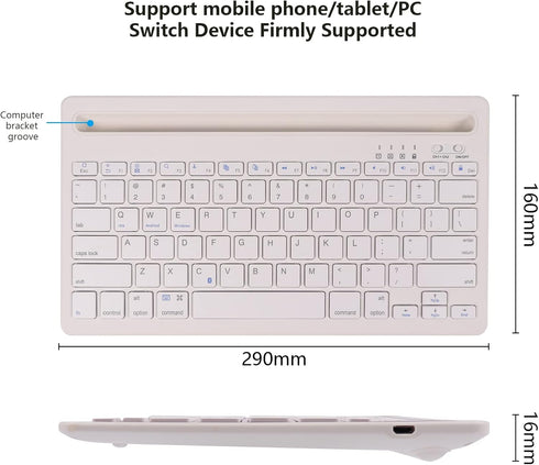 Bluetooth Keyboard Wireless Portable Mute Click Multi Device Keyboard Rechargeable Bluetooth 3.0 78 Keys Compact Wireless Keyboard for Tablet Lapt...