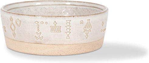 Fringe Studio Stoneware Pet Bowl with Tribal Marks, Small, White (484011), Medium...