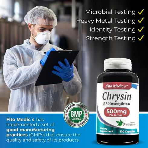 FITO MEDIC'S - Chrysin - 500mg- with - passion flower - 120 capsules, Ultra high Absorption s....