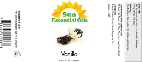 Sun Essential Oils 4oz - Vanilla Essential Oil - 4 Fluid Ounces - Pure Vanilla Essential Oil - Vanilla Oil - Vanilla Aromatherapy Oil - Vanilla Es...