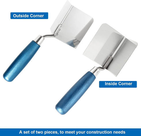 2 Pack Drywall Corner Tool Set, 3 Inch Drywall Outside Corner Knife and Inside Corner Knife, with Soft Grip Handle, Stainless Steel Outside Inside...