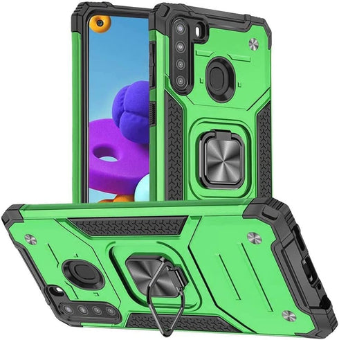 HNHYGETE for Galaxy A21 Phone Case: Screen Protector Military Grade 360° Rotatable Kickstand Shockproof Protective Cases for - Samsung Galaxy A21 ...