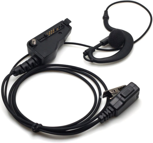 G-Shape Ear Earpiece Headset with PTT Button & Mic for Kenwood Radio NX-200 TK-180 TK-380 TK-480 TK-2180 TK-3180 TKR-830 Multi-pin...
