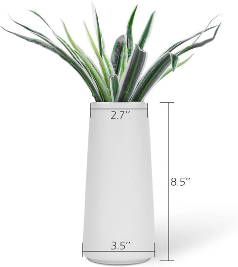 VanEnjoy 8.5" Desktop Minimalist White Ceramic Vases Home Office Decoration Frosting Finish Vase...