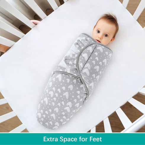 Biloban Baby Swaddles 0-3 Months for Boy Girls, Warm Quilted Baby Swaddle, Newborn Swaddle, Adjustable Swaddle Blanket, Lovely Grey Hearts, 1 Pack...