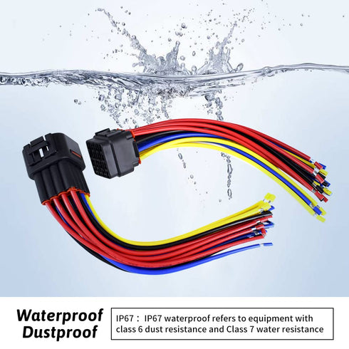 16 Pin Connector Waterproof Electrical Plug Automotive Wire Pigtail Cable for Car Vehicle Motorcycle, Trucks, Boats, Trailers, Electric Vehicle, H...