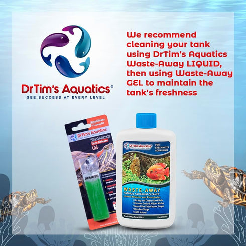 DrTim's Aquatics Freshwater Waste-Away Time Release Leave-in Gel – Natural Cleaner for Turtle Aquariums - Solution Dissolving & Cleaning Organic S...