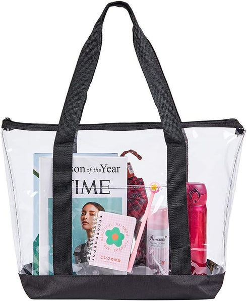 Large Clear Tote Bag, Fashion PVC Shoulder Handbag for Women, Clear Stadium Bag for Security Travel,Shopping,Sports and Work...
